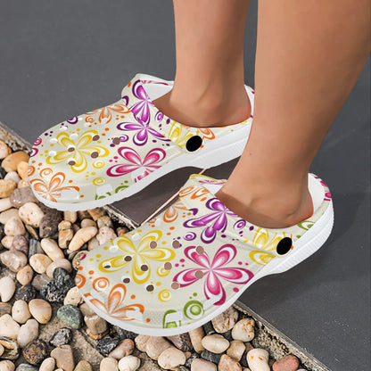 Flower Power Colorful Design Print Unisex Clogs Shoes