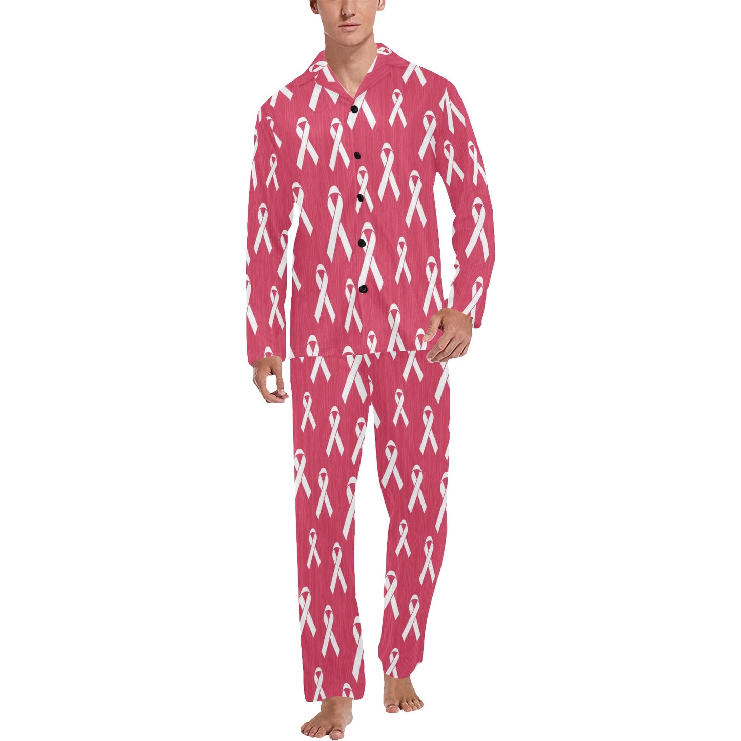 Breast Cancer Awareness Symbol Men's Long Pajama Set