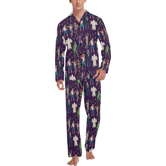 Creepy Zombie Print Design LKS302 Men's Long Pajama Set