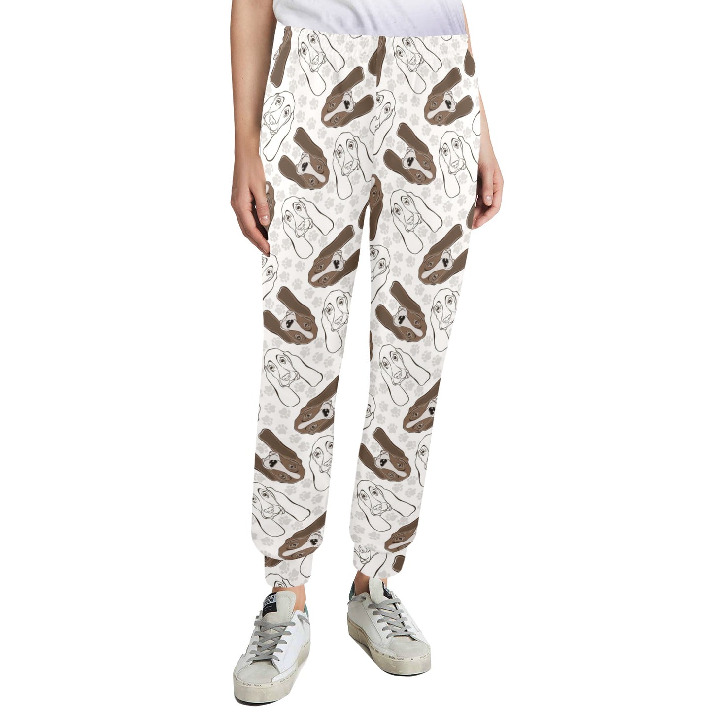 Basset Hound Pattern Print Design 01 Women's Casual Track Pants