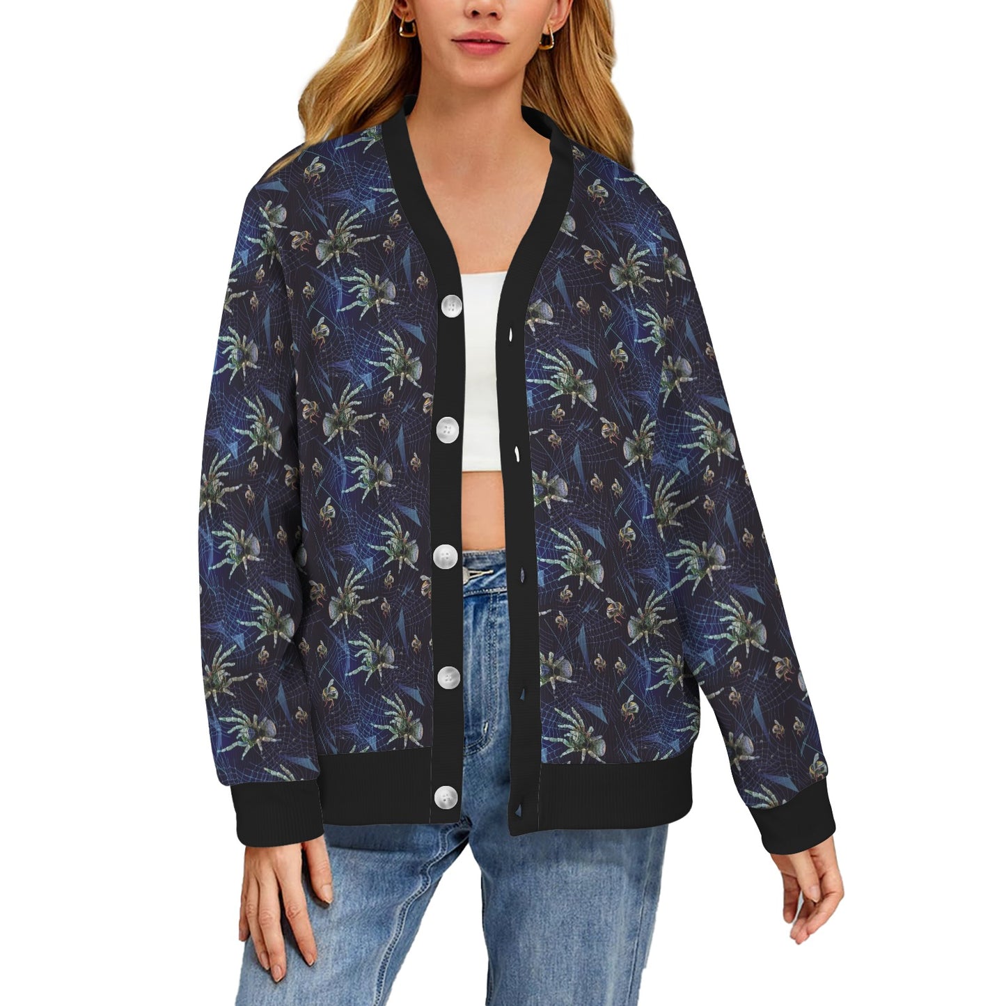Tarantula Print Design LKS401 Women's Cardigan