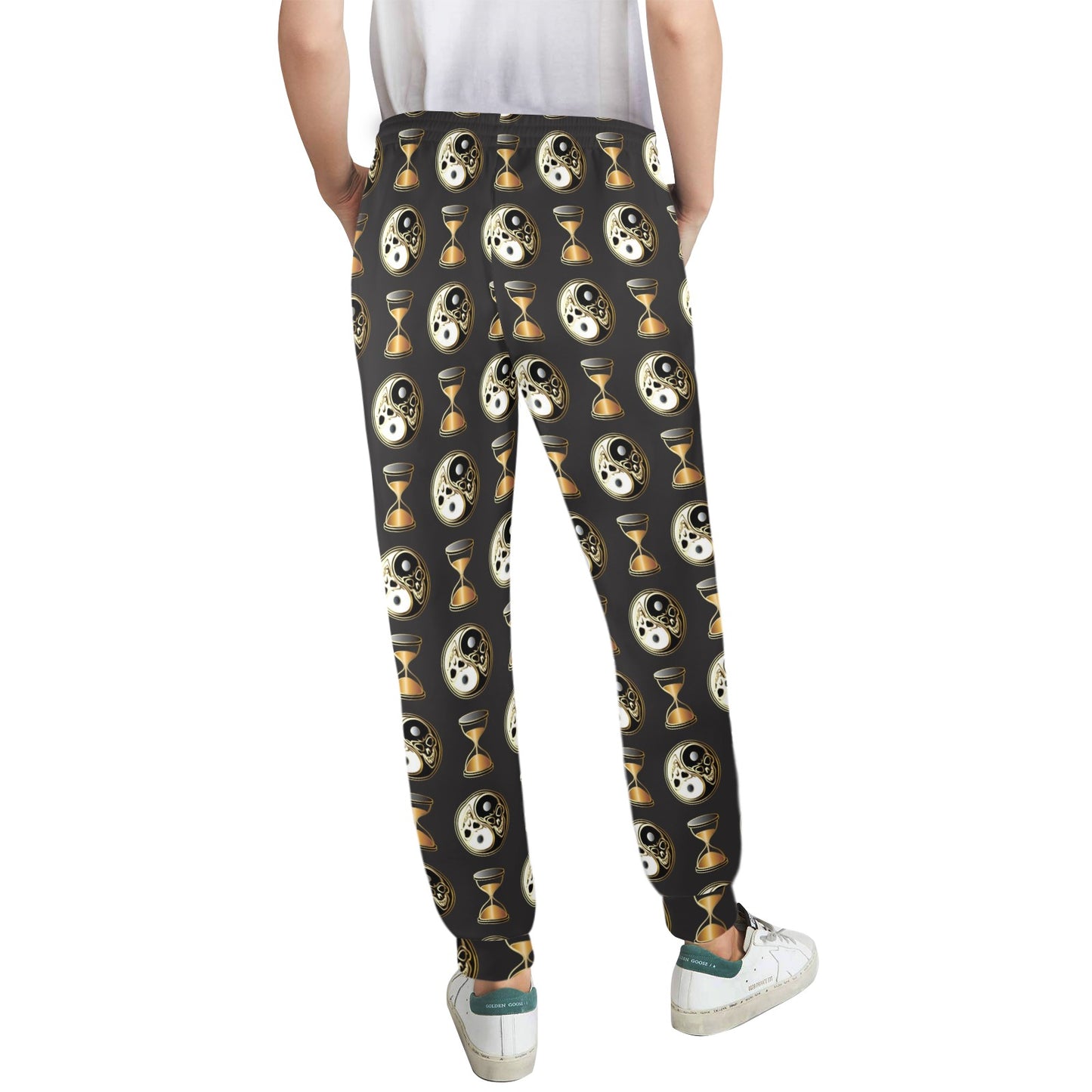 Yin Yang Skull Themed Design Print Women's Casual Track Pants