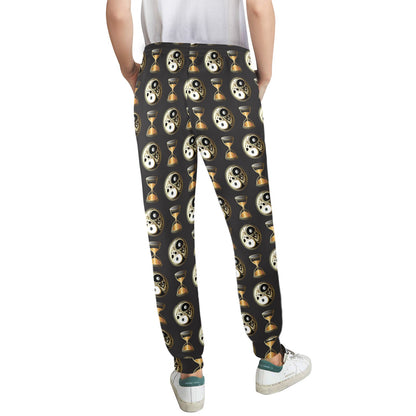 Yin Yang Skull Themed Design Print Women's Casual Track Pants