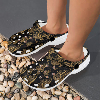Owl Tribal Polynesian Design Print Unisex Clogs Shoes