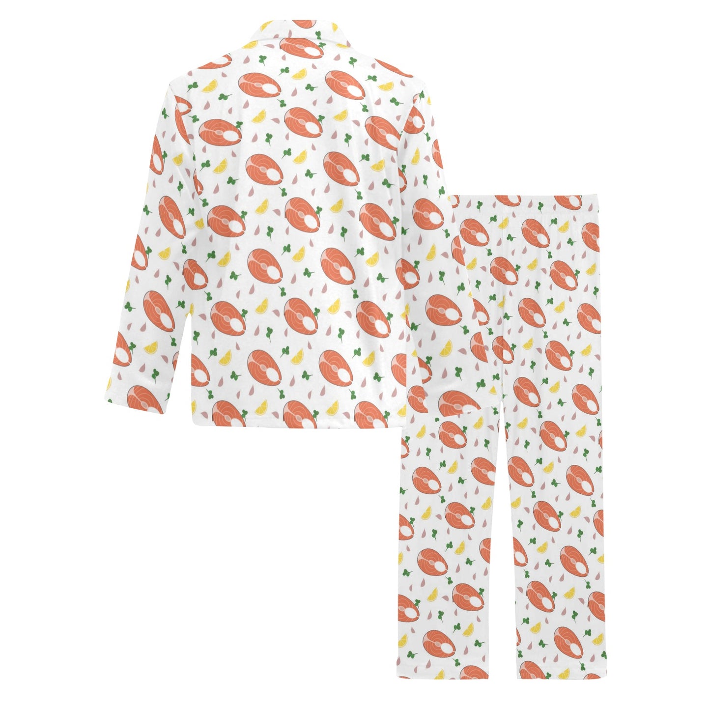 Salmon Steak Print Design LKS303 Men's Long Pajama Set
