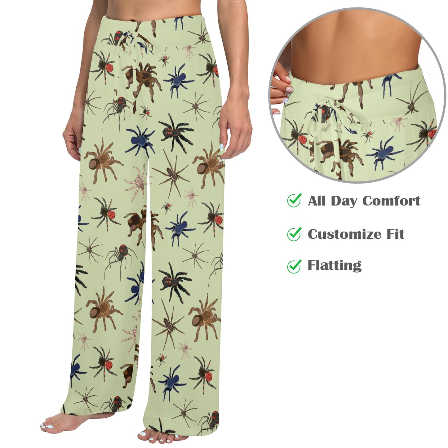Tarantula Pattern Print Design 02 Women's Wide Leg Lounge Pants
