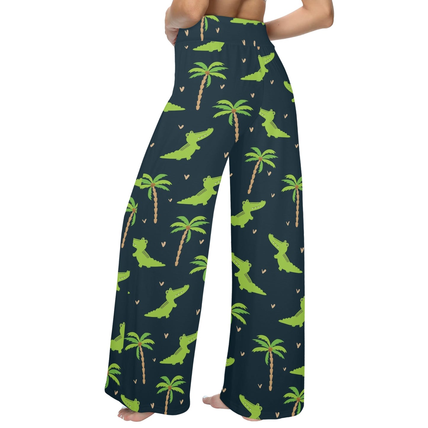 Alligator Pattern Print Design 02 Women's Wide Leg Lounge Pants
