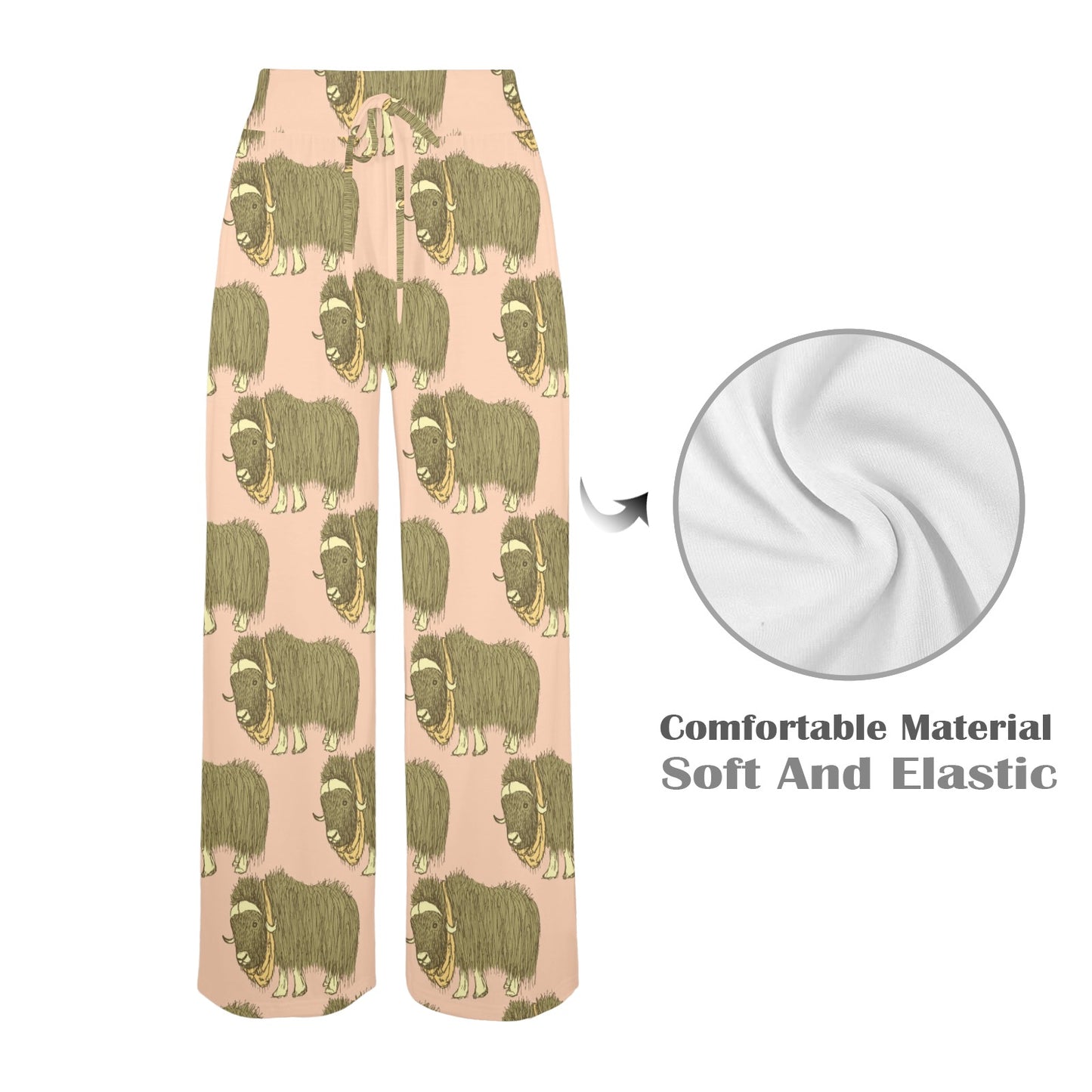 Yak Pattern Print Design 01 Women's Wide Leg Lounge Pants