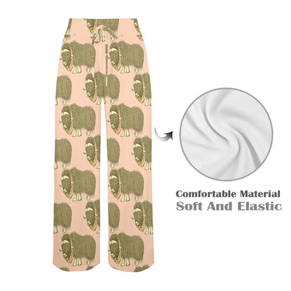 Yak Pattern Print Design 01 Women's Wide Leg Lounge Pants