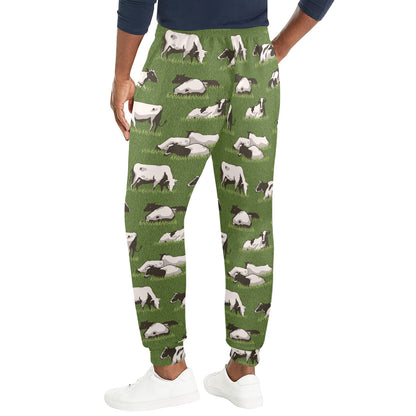 Cow on Grass Print Pattern Men's Casual Track Pants