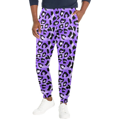 Leopard Purple Skin Print Men's Casual Track Pants