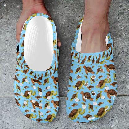 Hello Sea Turtle Print Pattern Unisex Clogs Shoes