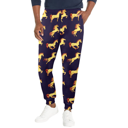 Gold Horse Pattern Men's Casual Track Pants