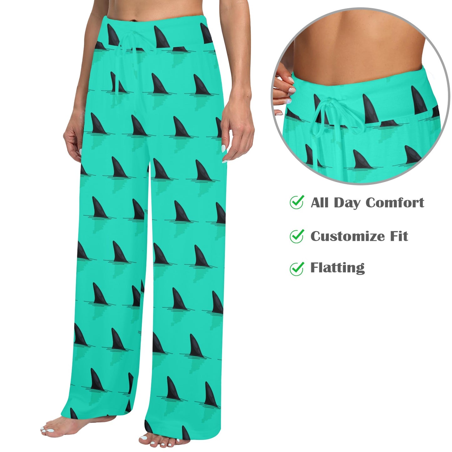 Shark Fin Pattern Women's Wide Leg Lounge Pants