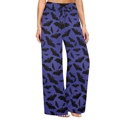 Bat Halloween Pattern Print Design 02 Women's Wide Leg Lounge Pants