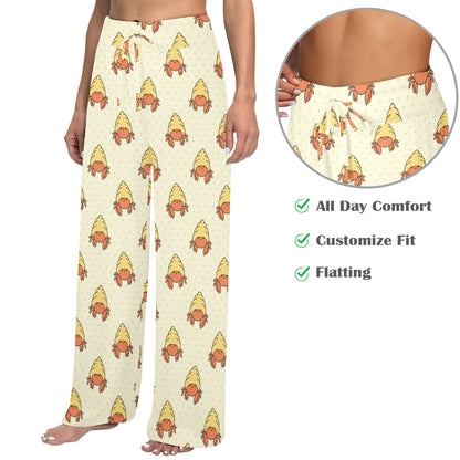 Hermit Crab Design Print Pattern JJ0340 Women's Wide Leg Lounge Pants