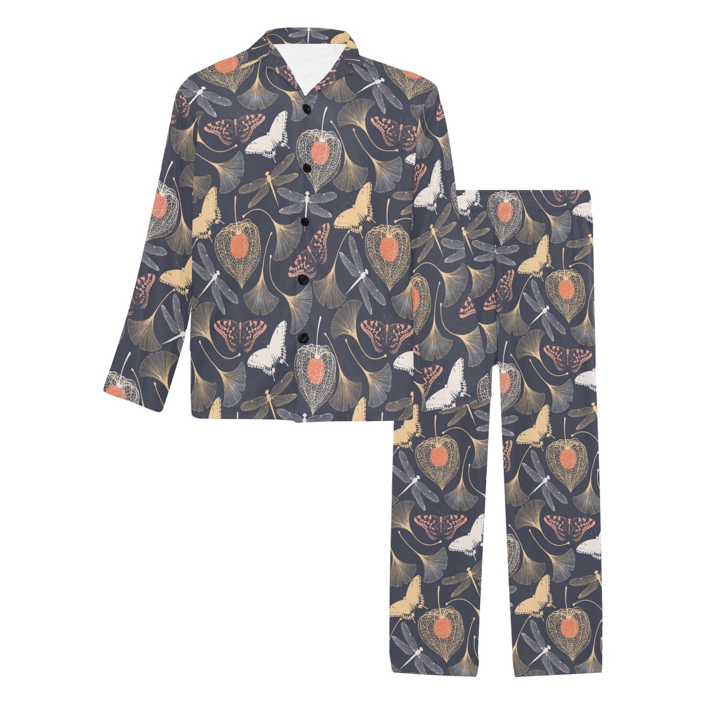 Dragonfly Print Design LKS404 Men's Long Pajama Set