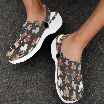 Alpaca Cute Design Themed Print Unisex Clogs Shoes