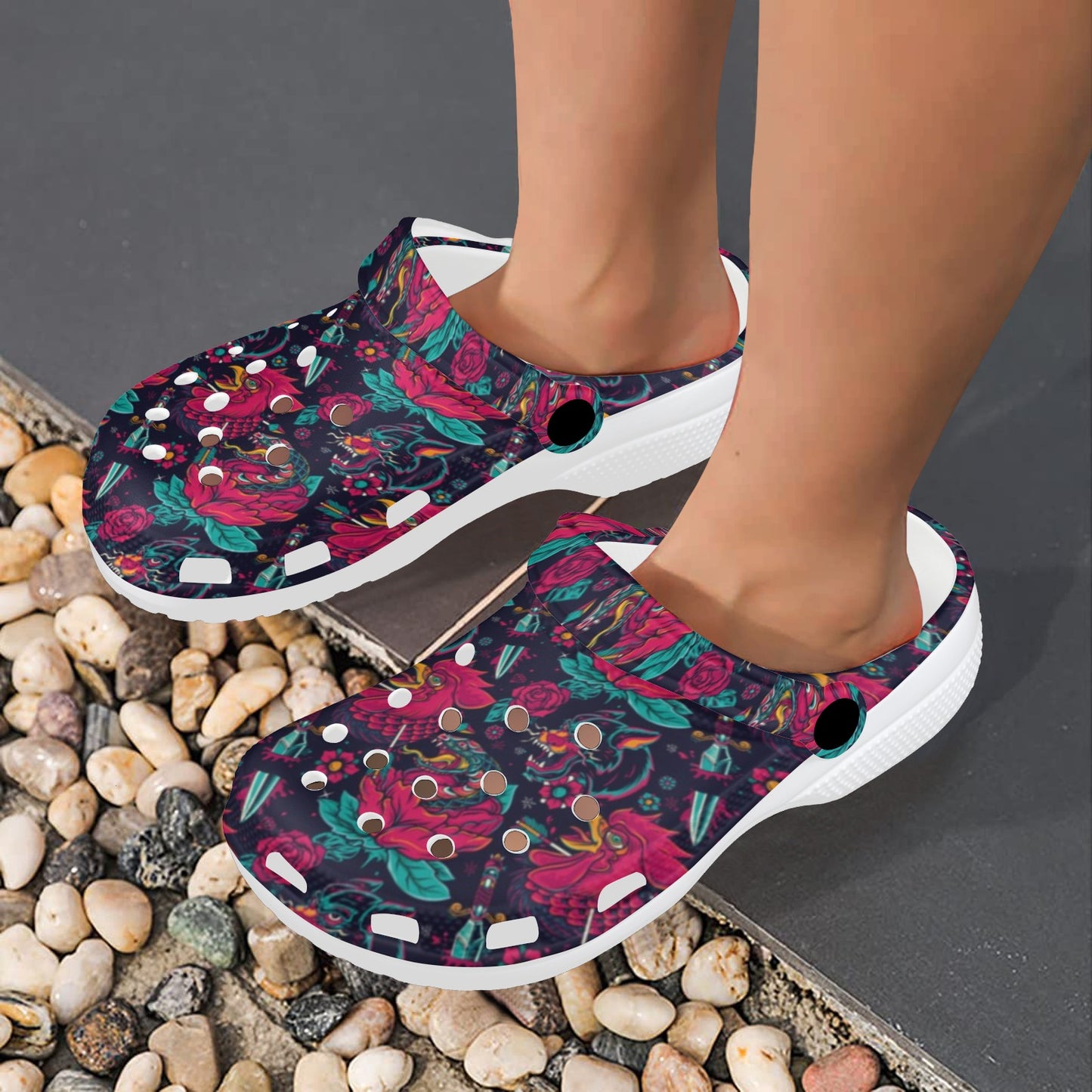 Old School Tattoo Print Unisex Clogs Shoes