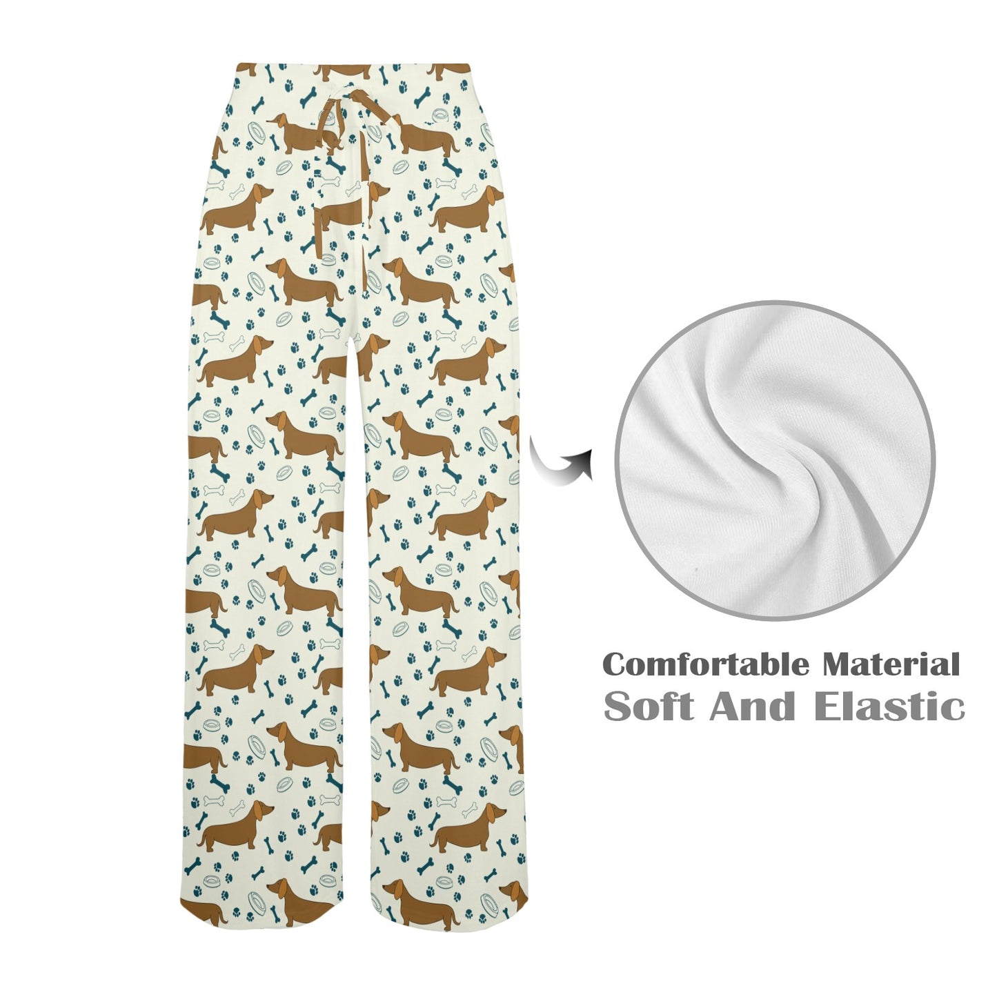Dachshund Pattern Print Design 01 Women's Wide Leg Lounge Pants