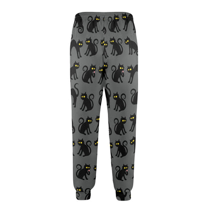 Black Cat Cute Print Pattern Men's Casual Track Pants