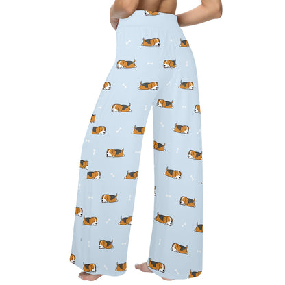 Beagle Pattern Print Design 06 Women's Wide Leg Lounge Pants