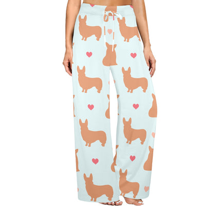 Pembroke Welsh Corgis Pattern Print Design A01 Women's Wide Leg Lounge Pants