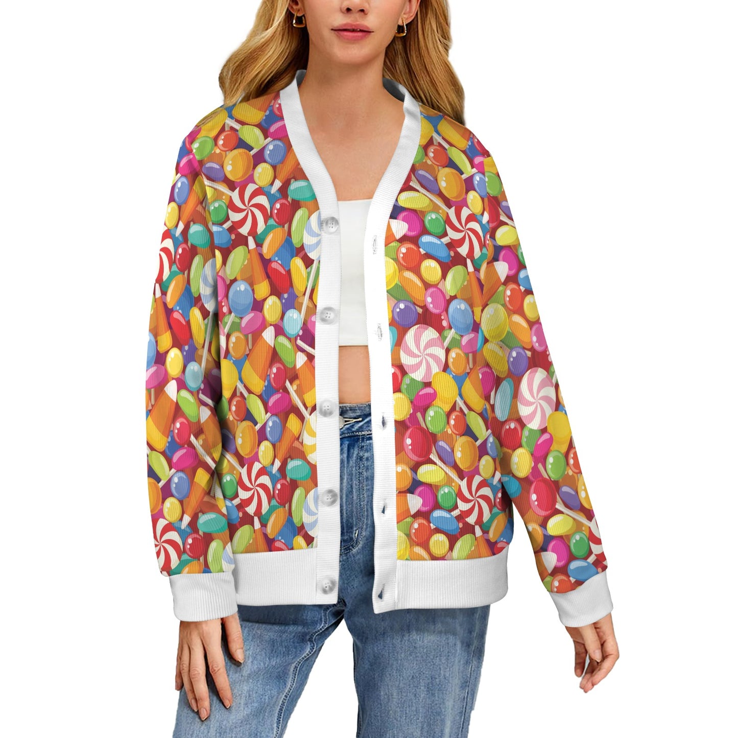 Candy Pattern Print Design 02 Women's Cardigan