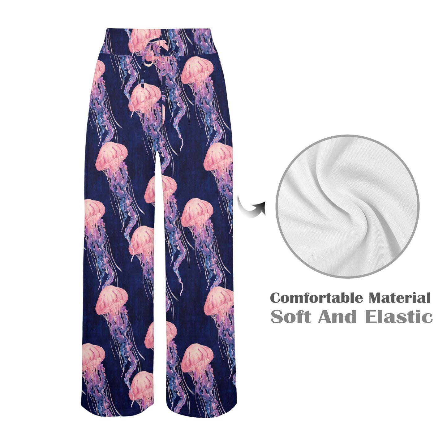 Jellyfish Pattern Print Design 03 Women's Wide Leg Lounge Pants