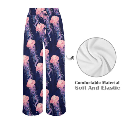 Jellyfish Pattern Print Design 03 Women's Wide Leg Lounge Pants