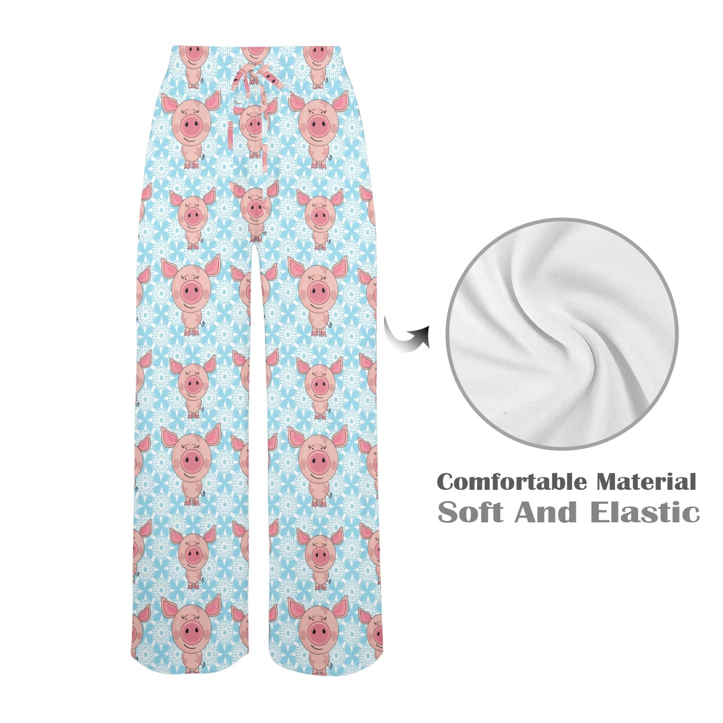 Pig Print Design LKS402 Women's Wide Leg Lounge Pants