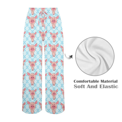Pig Print Design LKS402 Women's Wide Leg Lounge Pants