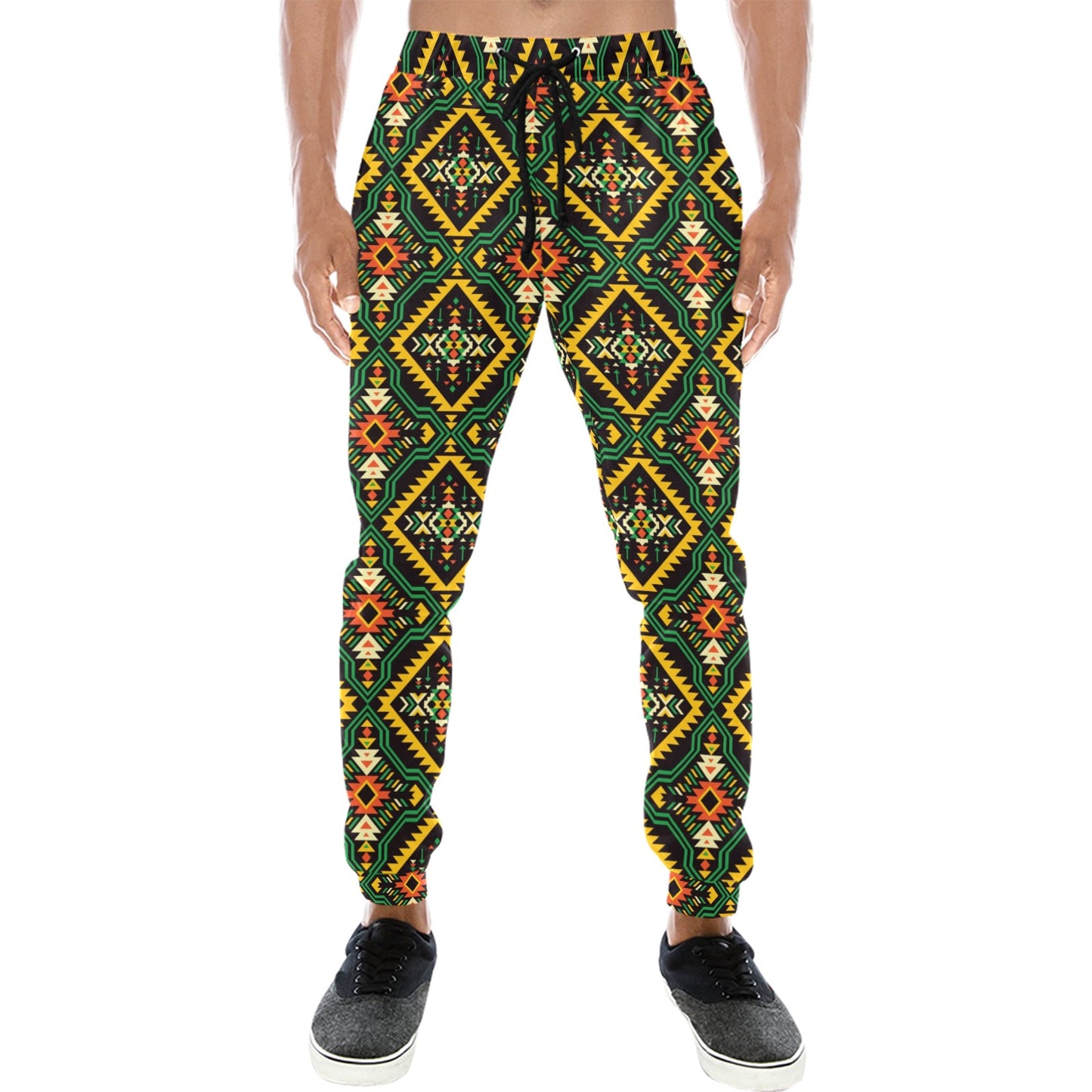 Kente Green Design African Print Men's Sweatpants