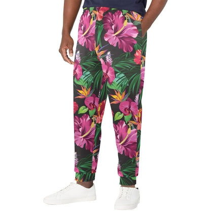 Hibiscus Hawaiian Design Print Pattern Men's Casual Track Pants
