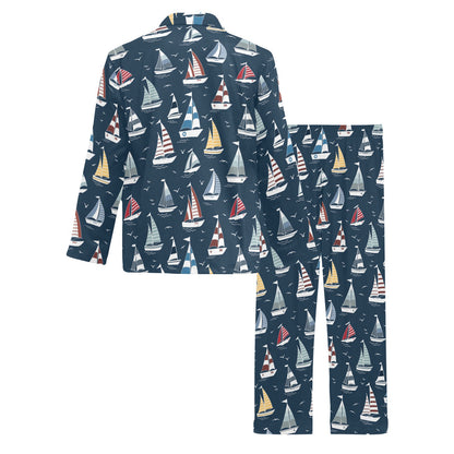 Sailboat Print Design LKS306 Men's Long Pajama Set