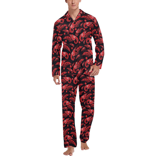 Shrimp Print Design LKS303 Men's Long Pajama Set