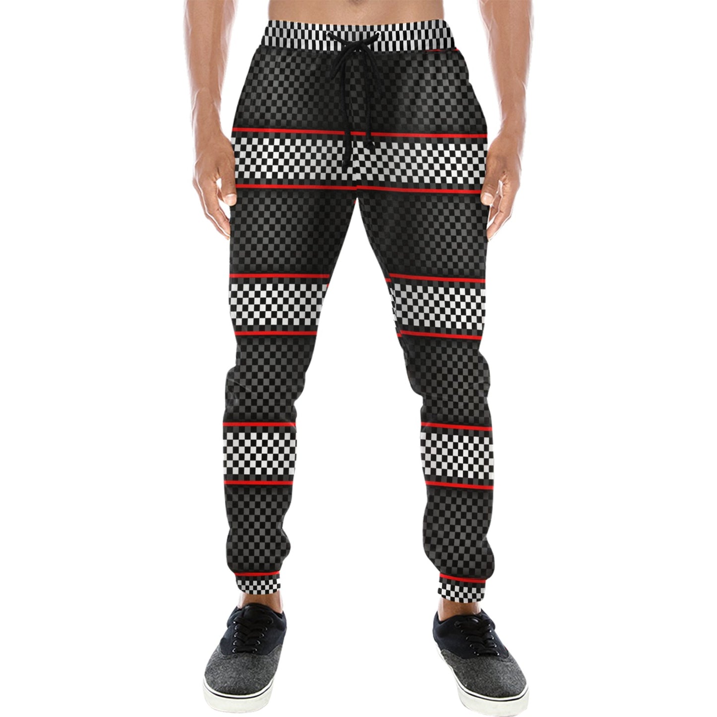 Checkered Flag Red Line Style Men's Sweatpants