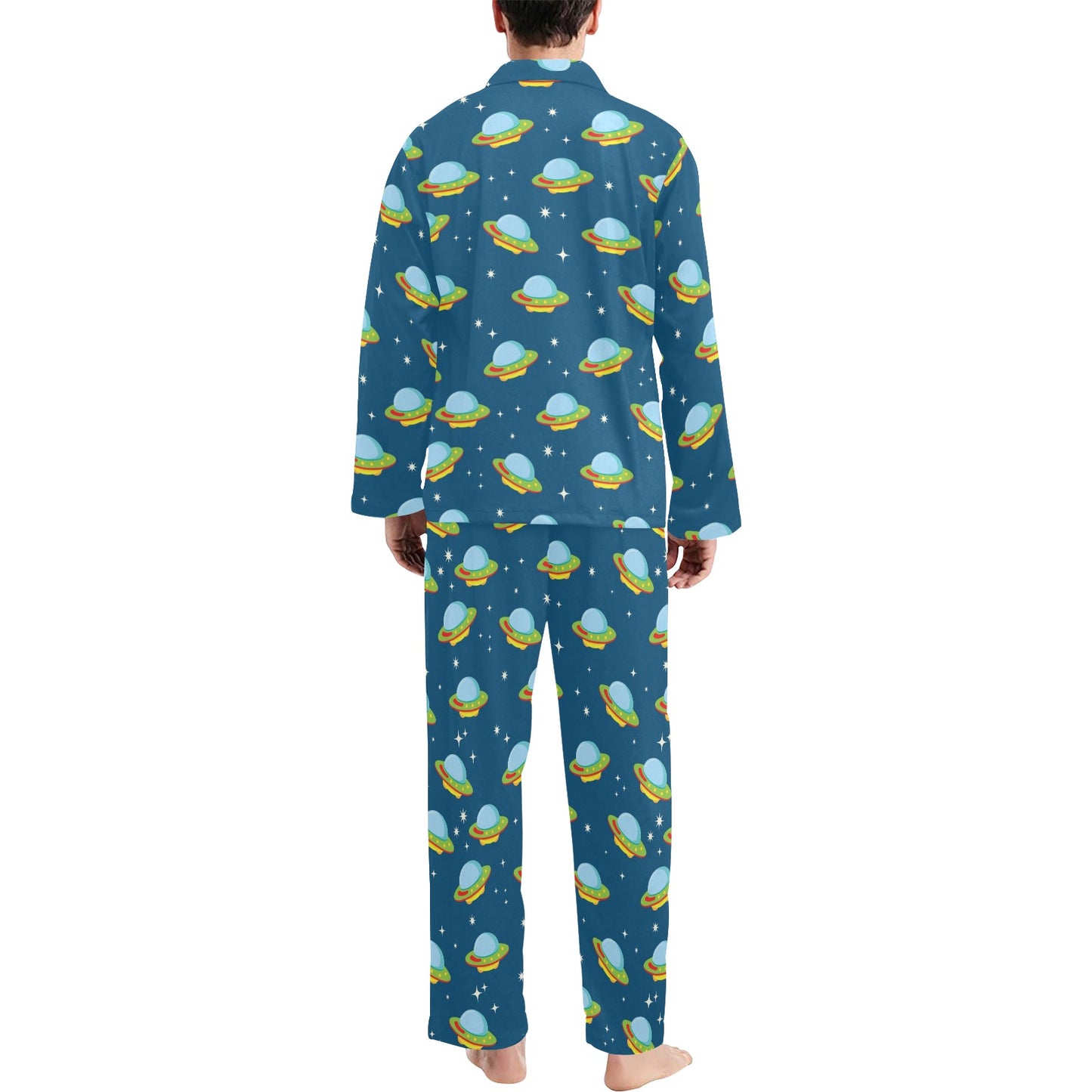 UFO Print Design LKS305 Men's Long Pajama Set