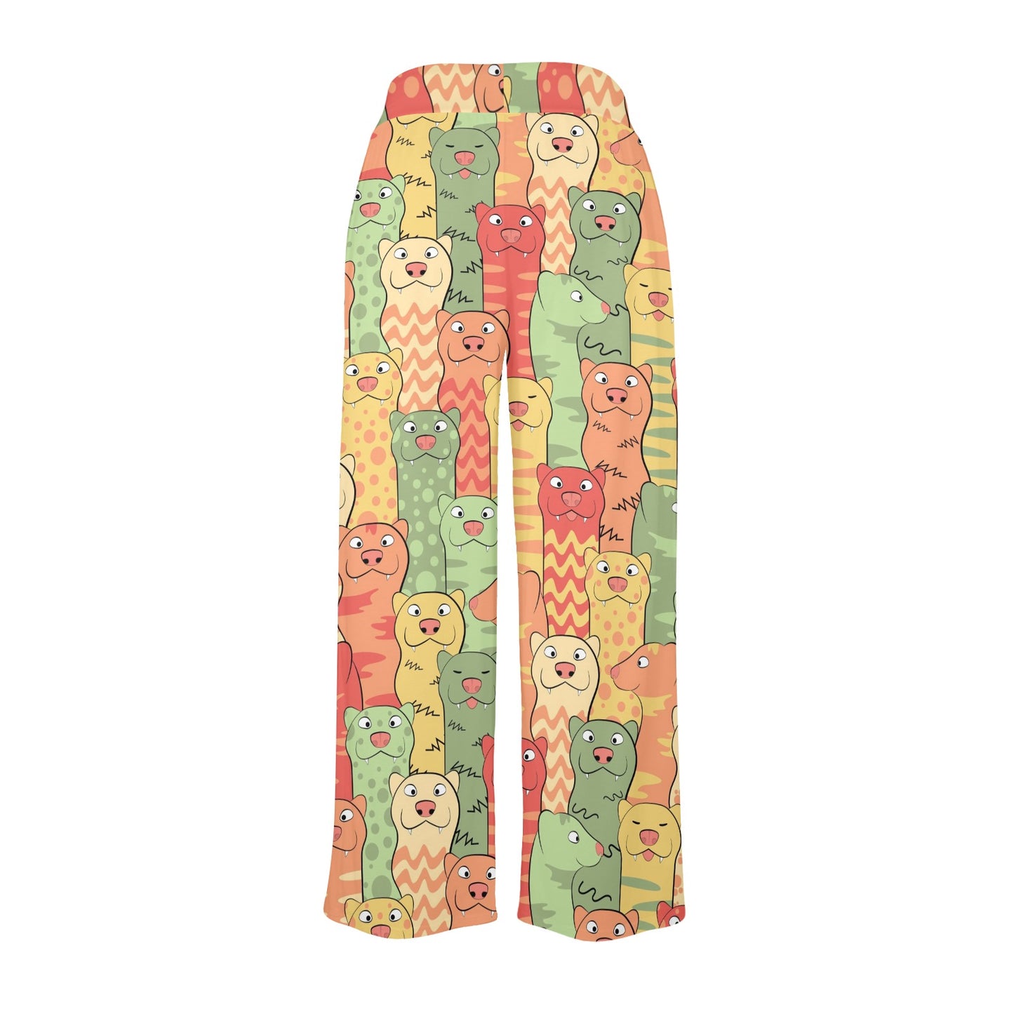 Ferret Pattern Print Design 01 Women's Wide Leg Lounge Pants