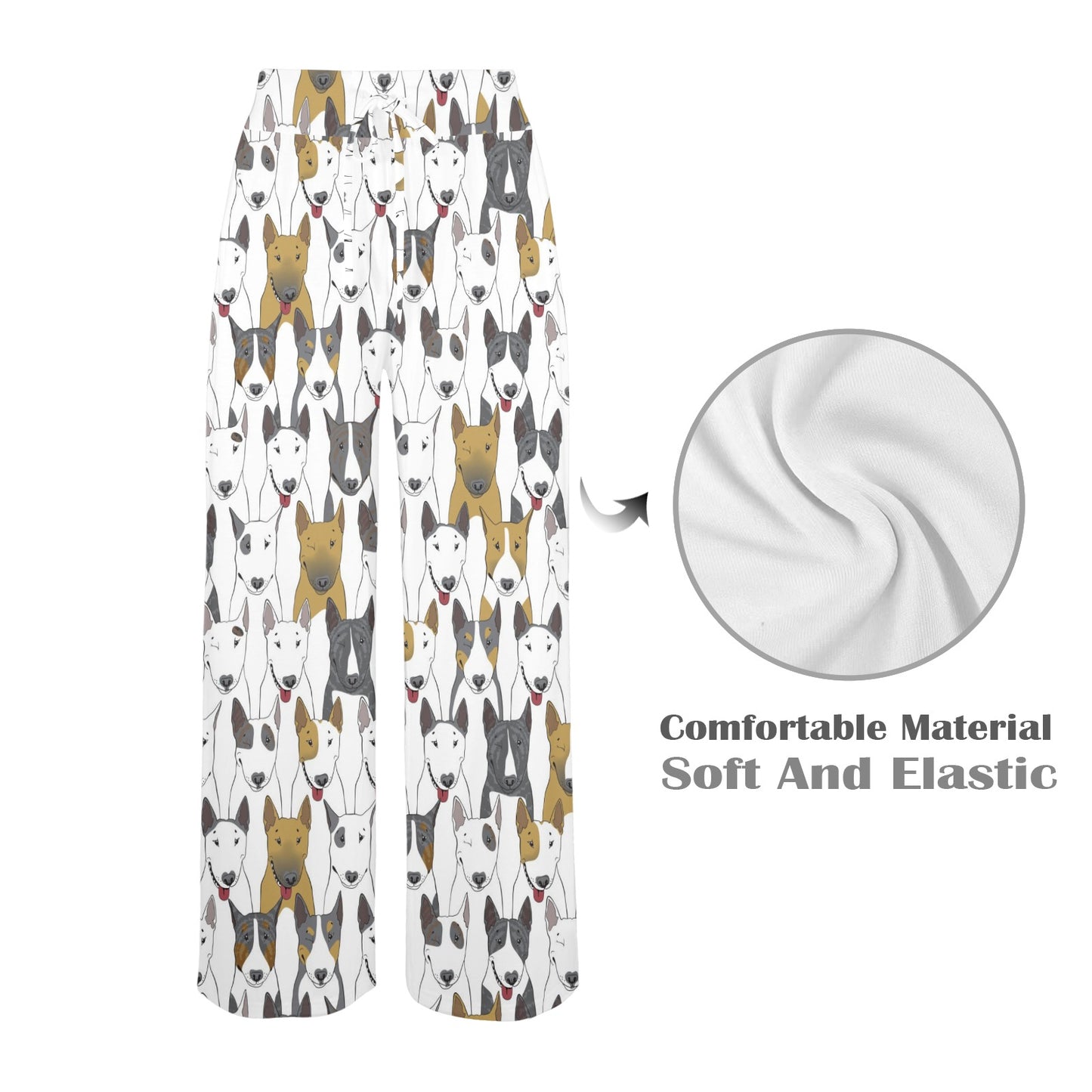 Bull Terriers Pattern Print Design 03 Women's Wide Leg Lounge Pants