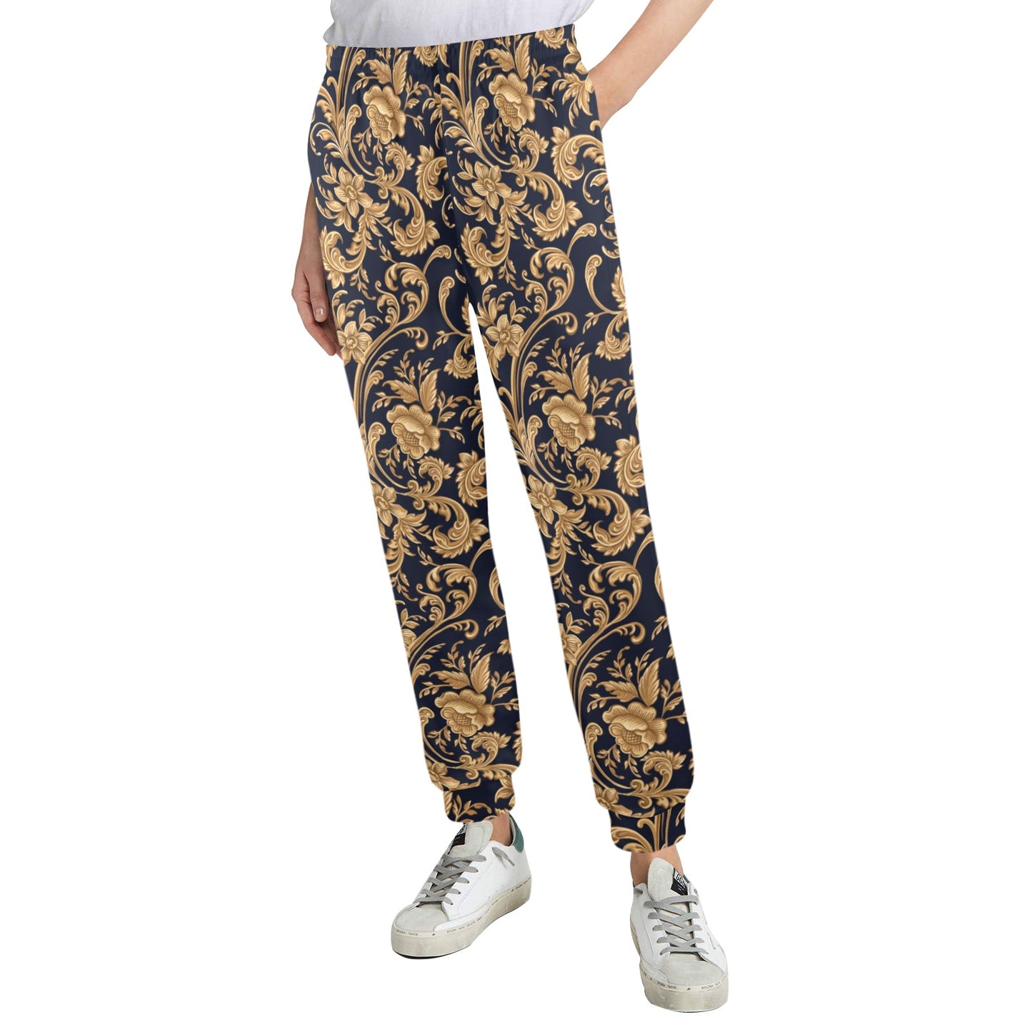 Baroque Golden Pattern Print Design 03 Women's Casual Track Pants