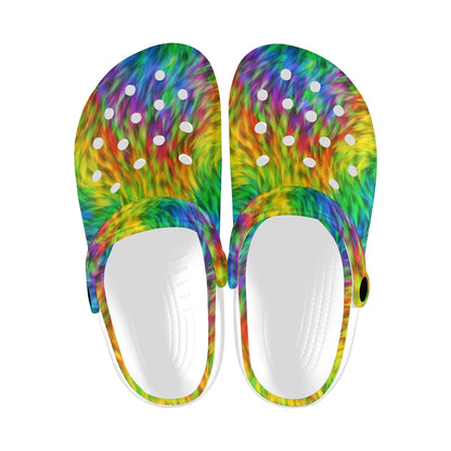 Rainbow Fur Design Print Unisex Clogs Shoes