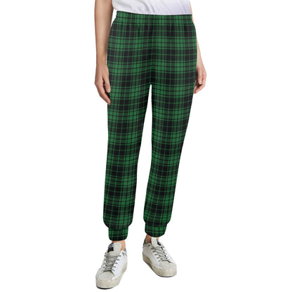 Green Tartan Plaid Pattern Women's Casual Track Pants