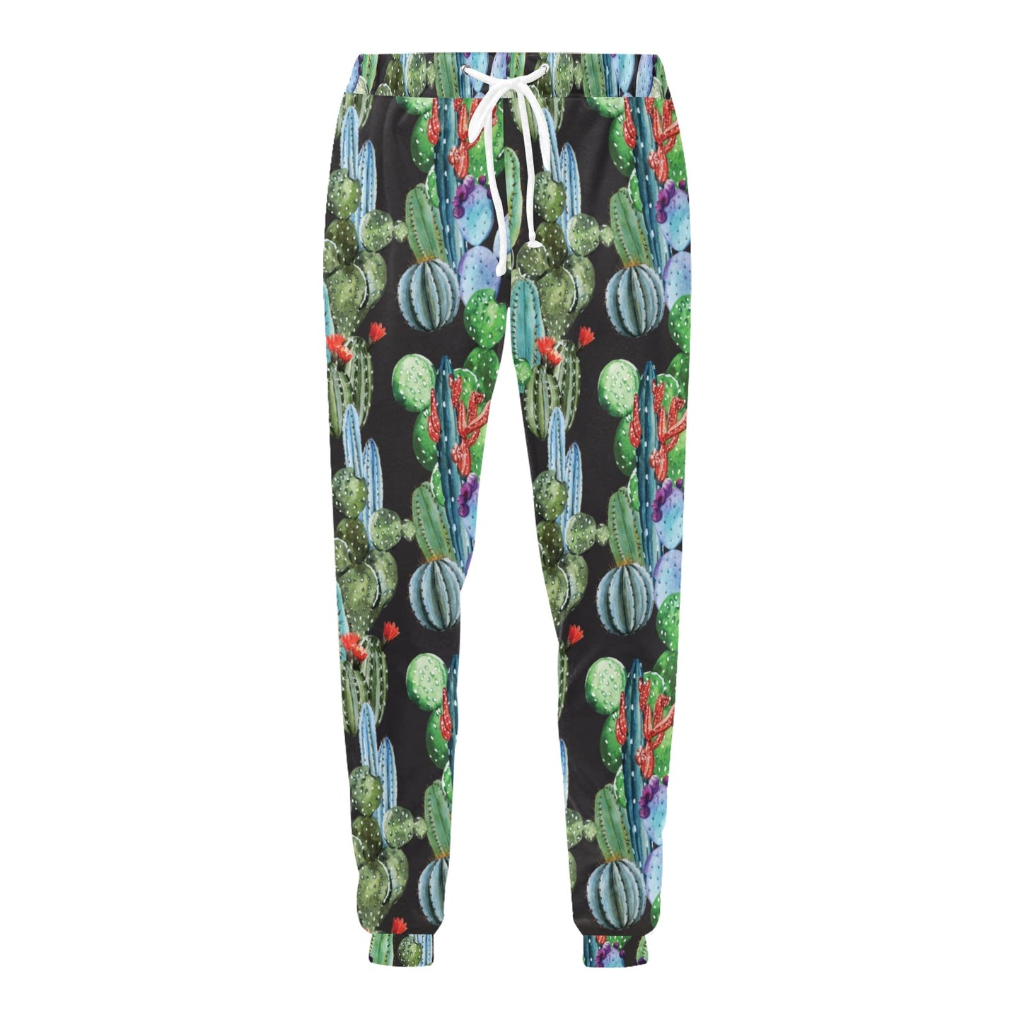 Cactus Watercolor Style Print Men's Sweatpants