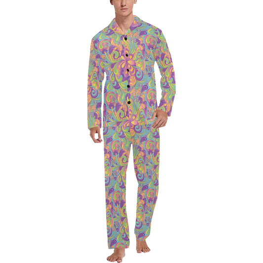 Trippy Print Design LKS306 Men's Long Pajama Set
