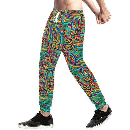 Psychedelic Trippy Floral Design Men's Sweatpants