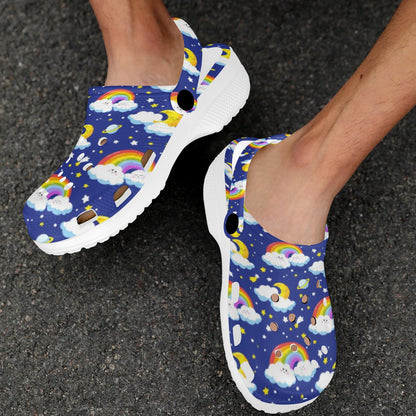 Rainbow Space Design Print Unisex Clogs Shoes