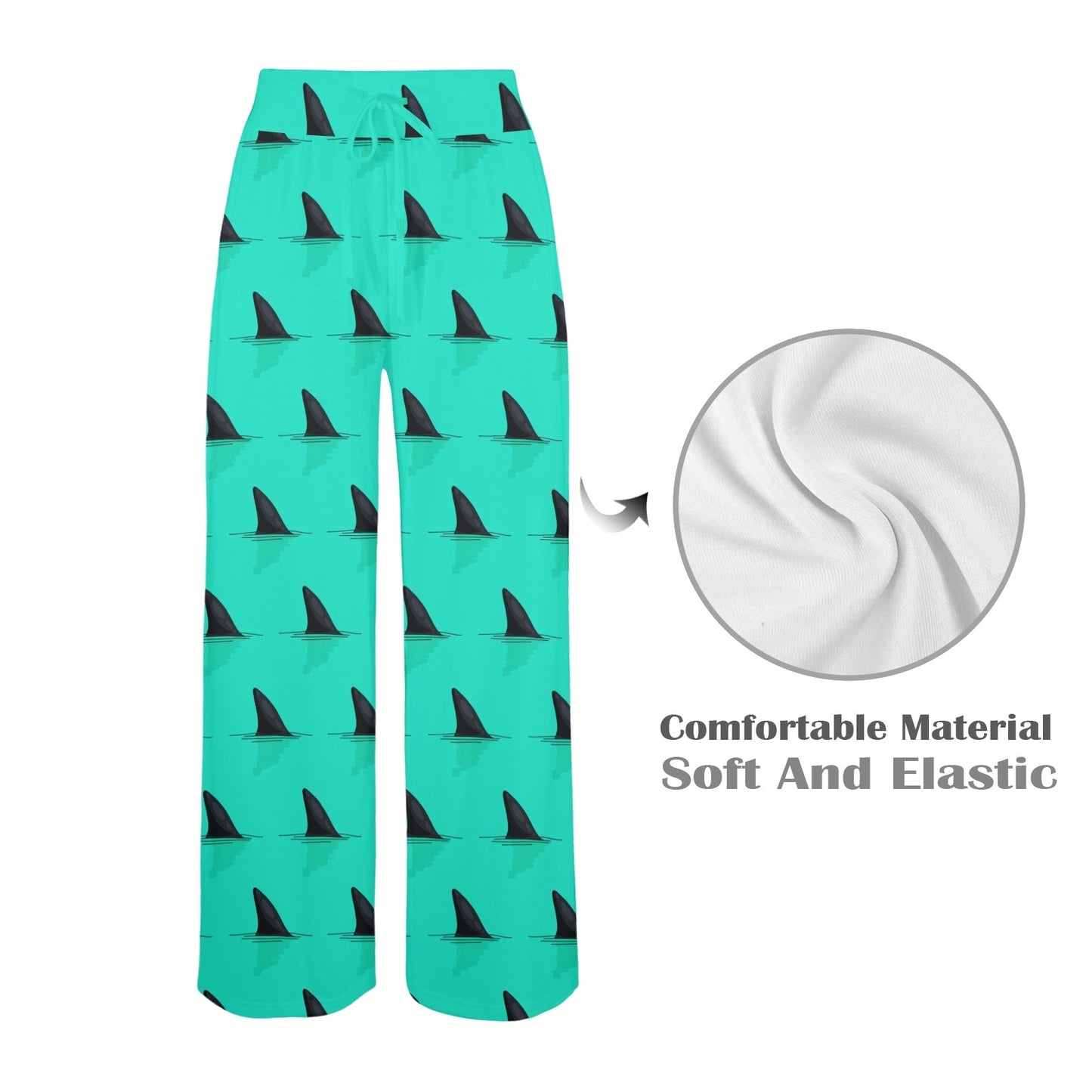 Shark Fin Pattern Women's Wide Leg Lounge Pants