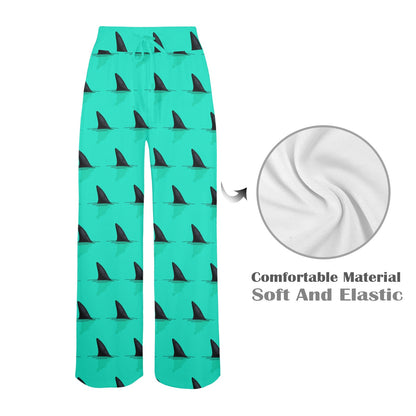 Shark Fin Pattern Women's Wide Leg Lounge Pants