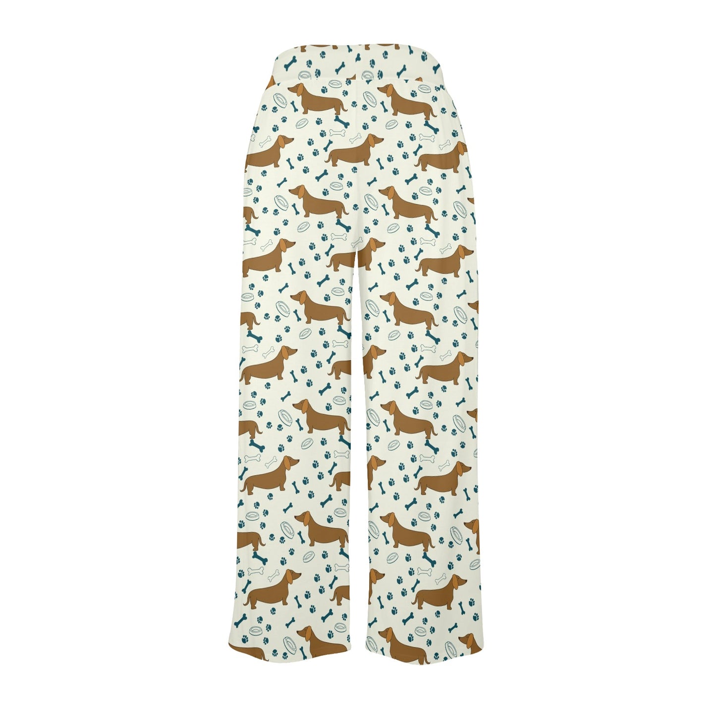 Dachshund Pattern Print Design 01 Women's Wide Leg Lounge Pants